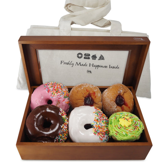 Wooden Bakery Box with Window for Baked Goods - Comes with Reusable Carry Bag