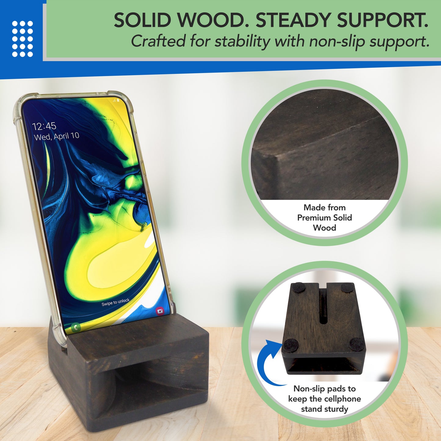 Wooden Phone Amplifier Stand for Desk or Nightstand