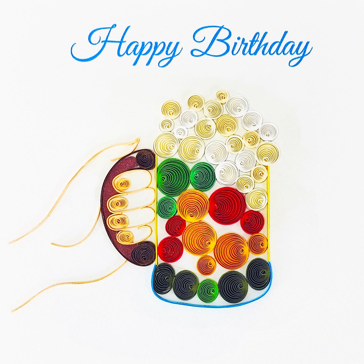 Quilled Handmade Greeting Card for Men 6"x6"