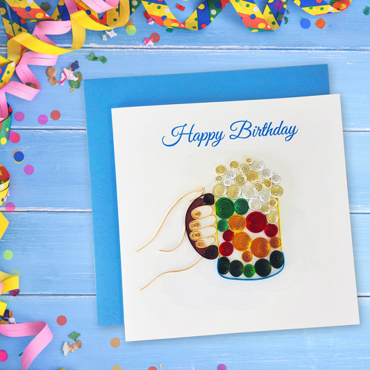 Quilled Handmade Greeting Card for Men  6"x6"