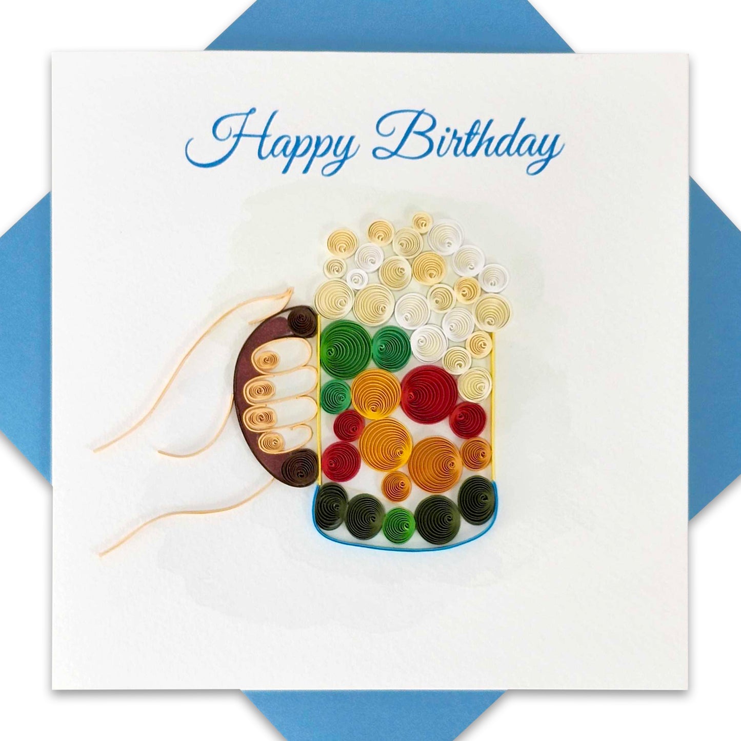 Quilled Handmade Greeting Card for Men 6"x6"