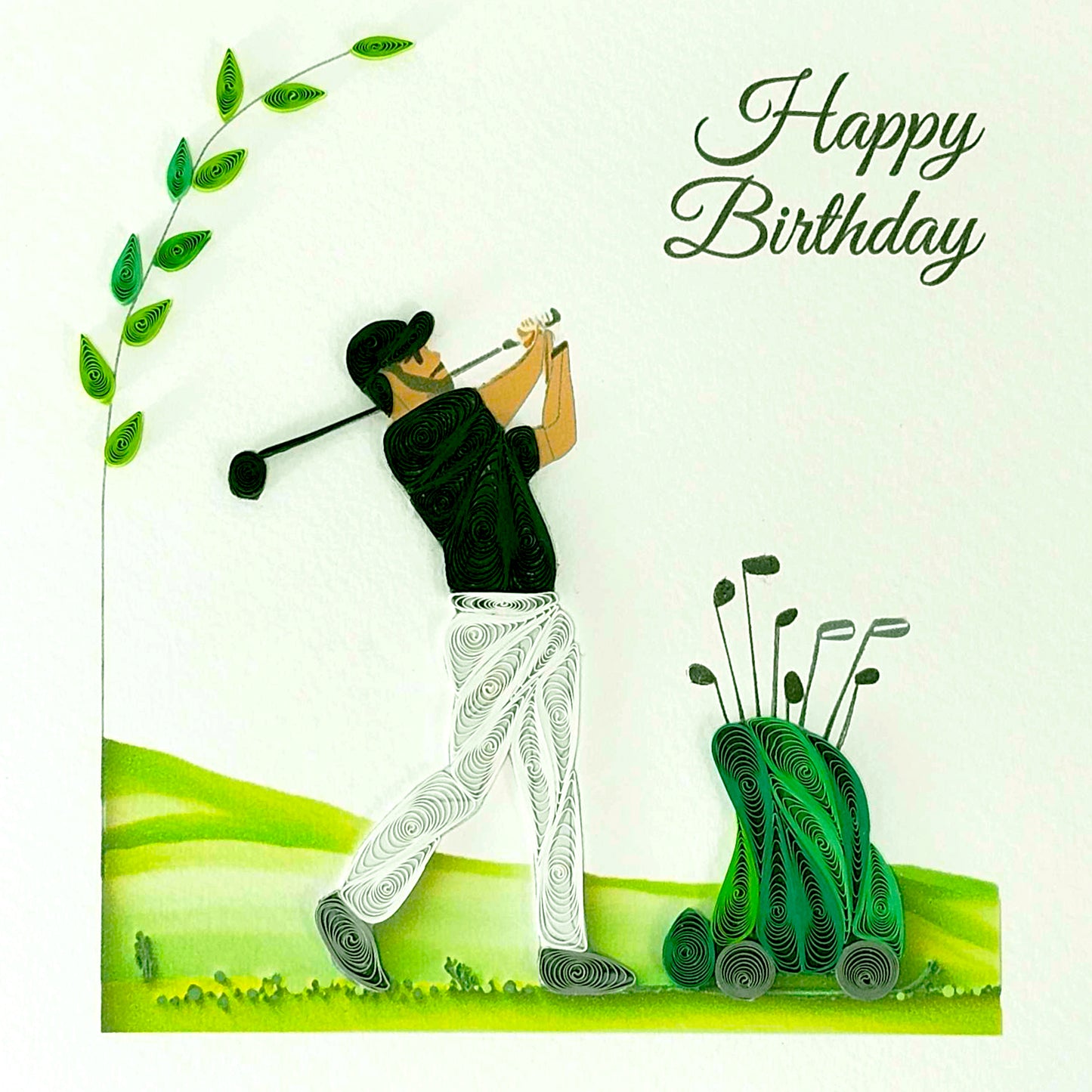 Quilled Handmade Greeting Card for Men 6"x6"