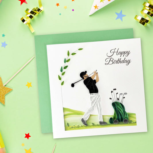 Quilled Handmade Greeting Card for Men  6"x6"