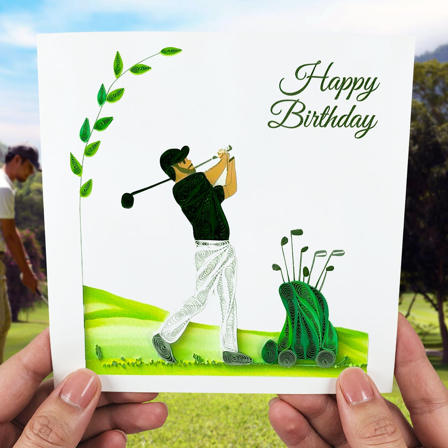 Quilled Handmade Greeting Card for Men 6"x6"