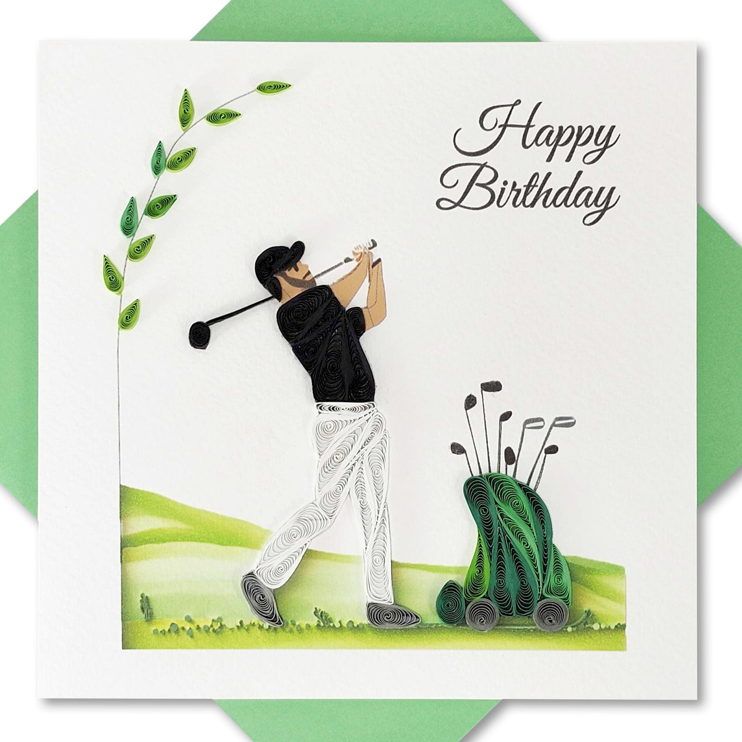 Quilled Handmade Greeting Card for Men 6"x6"