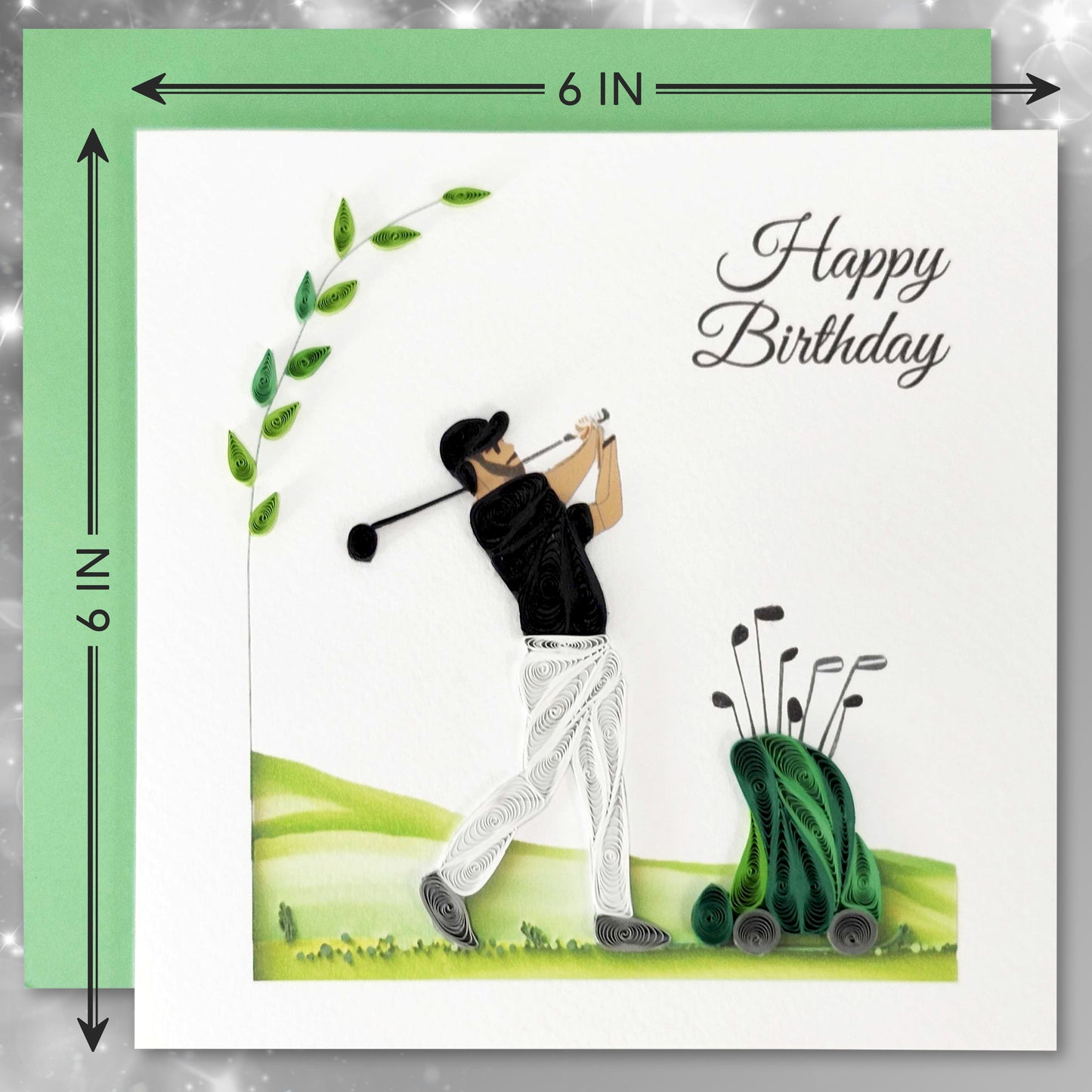 Quilled Handmade Greeting Card for Men 6"x6"