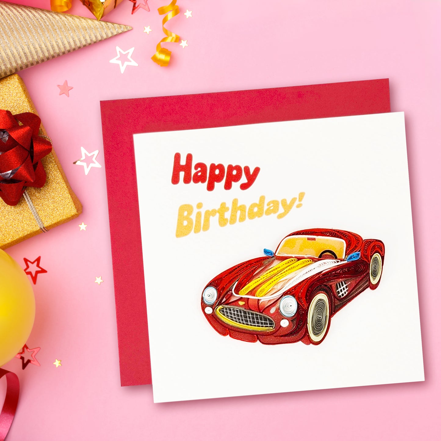 Quilled Handmade Greeting Card for Men 6"x6"