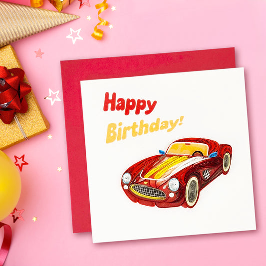 Quilled Handmade Greeting Card for Men  6"x6"