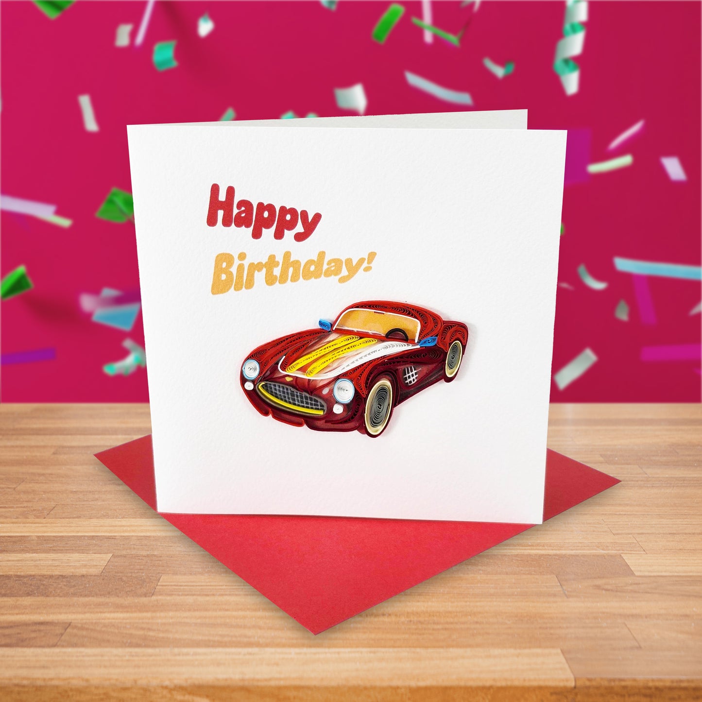 Quilled Handmade Greeting Card for Men 6"x6"