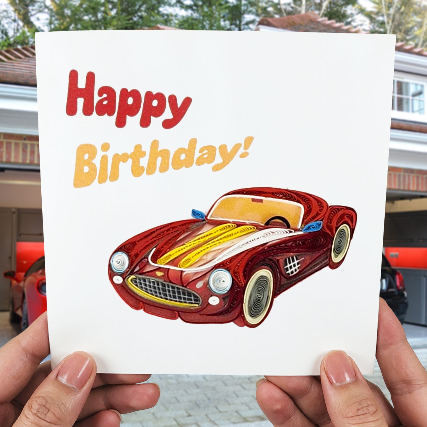 Quilled Handmade Greeting Card for Men 6"x6"