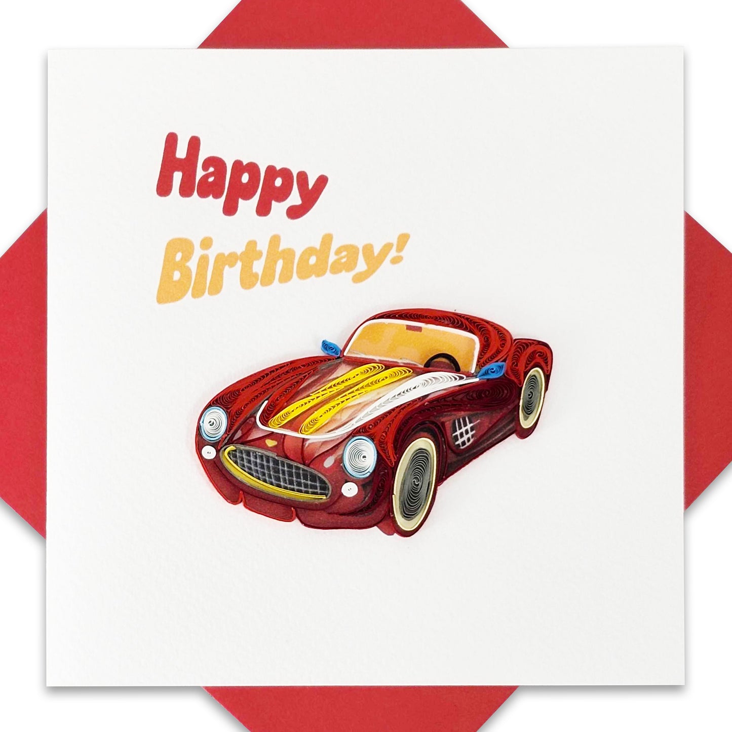 Quilled Handmade Greeting Card for Men 6"x6"
