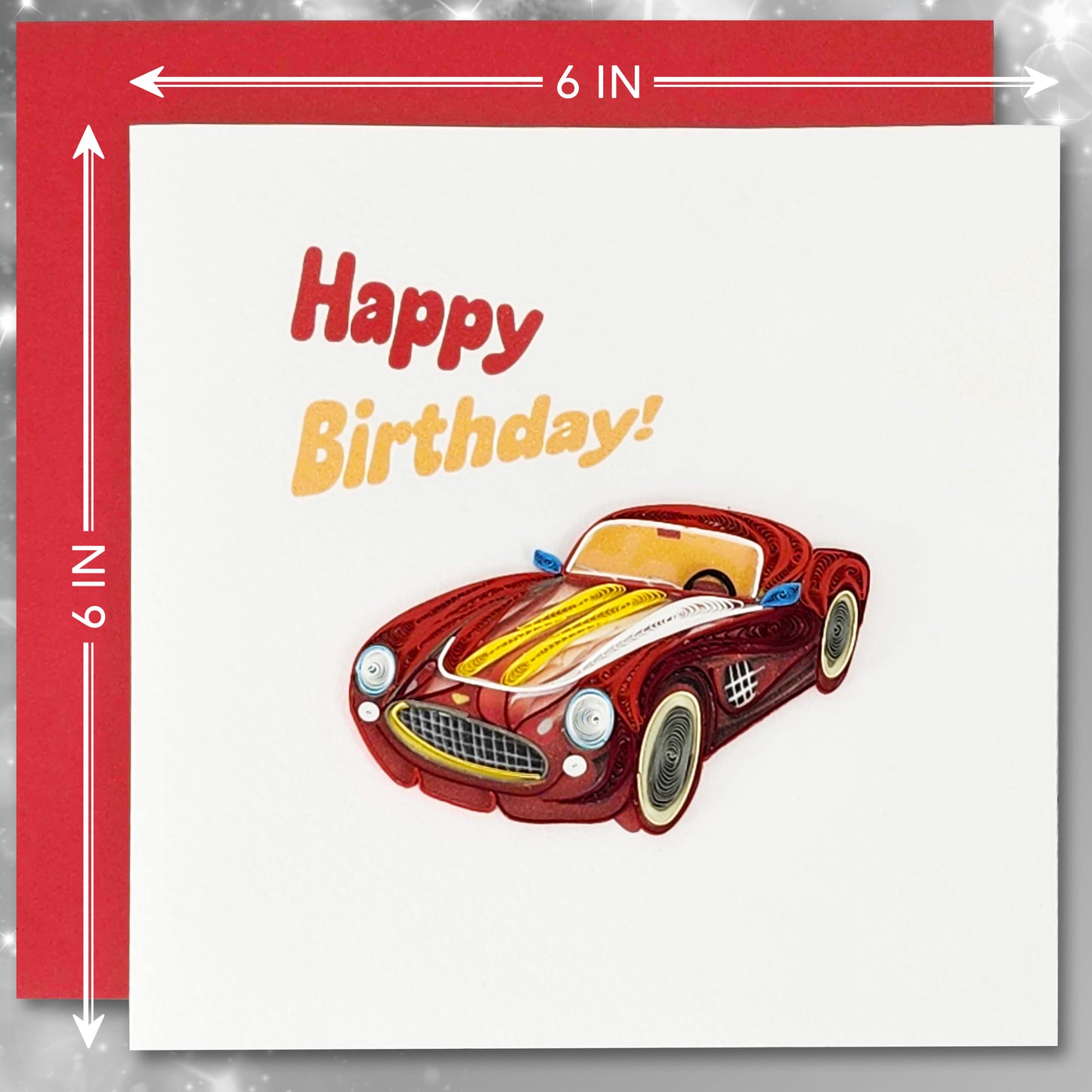 Quilled Handmade Greeting Card for Men 6"x6"