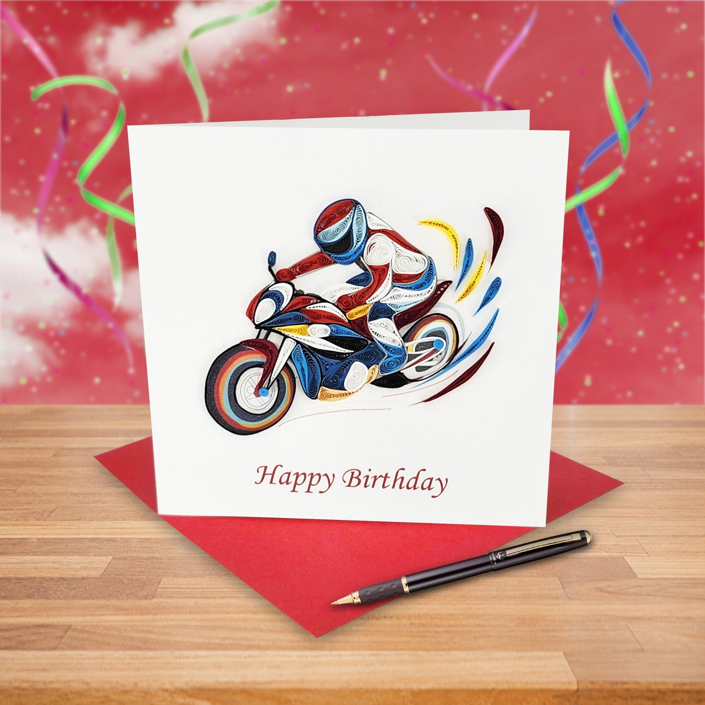 Quilled Handmade Greeting Card for Men 6"x6"
