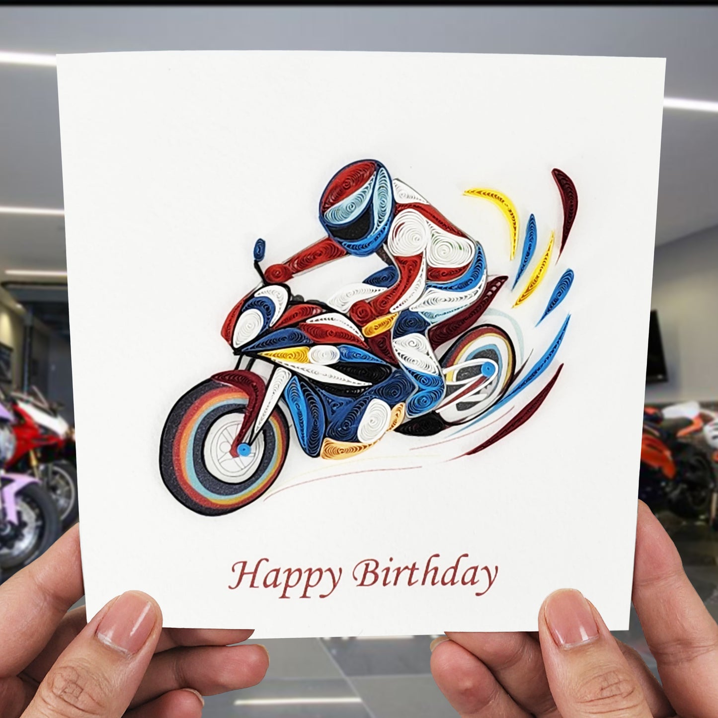 Quilled Handmade Greeting Card for Men 6"x6"