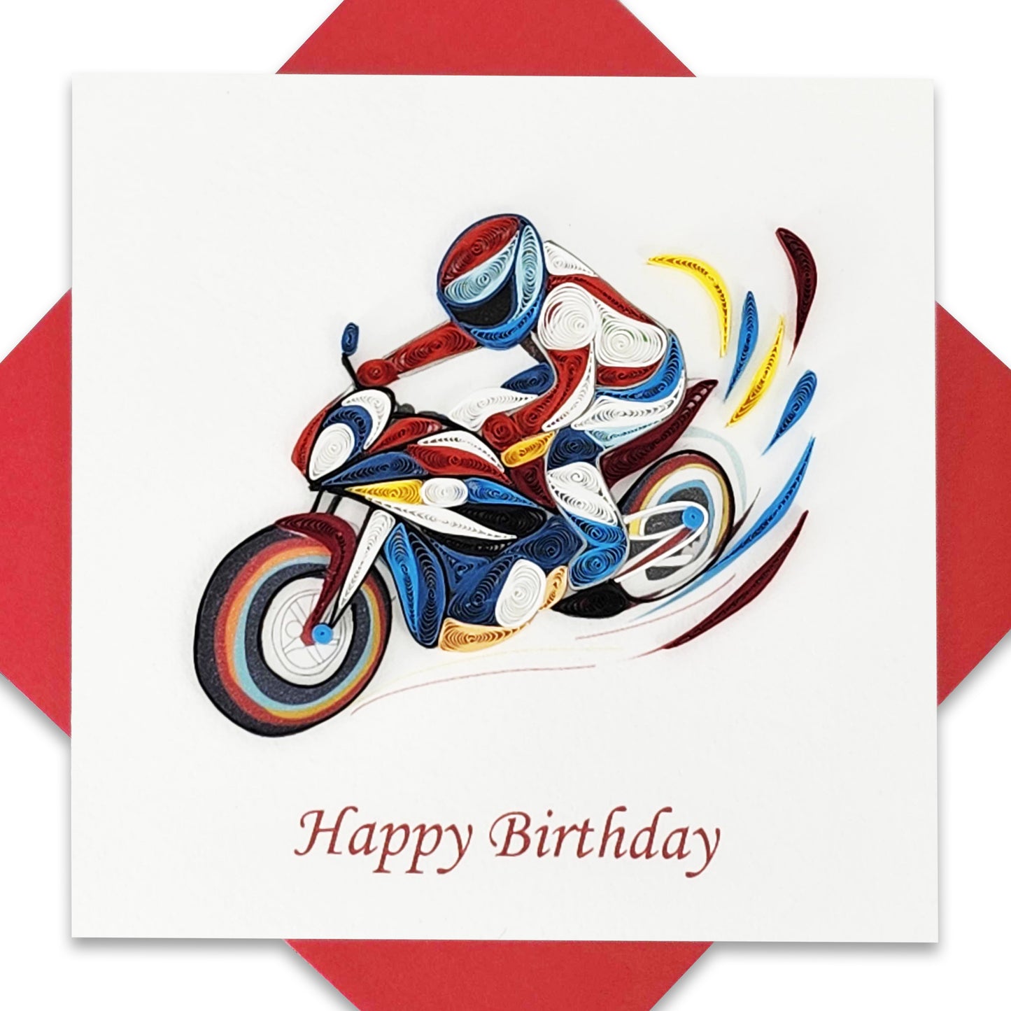 Quilled Handmade Greeting Card for Men 6"x6"