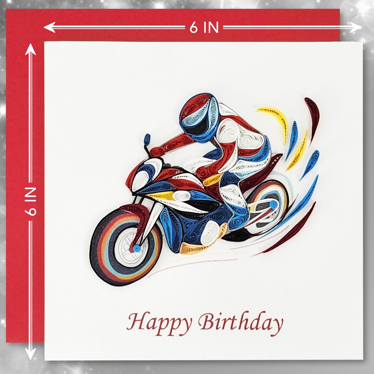 Quilled Handmade Greeting Card for Men 6"x6"