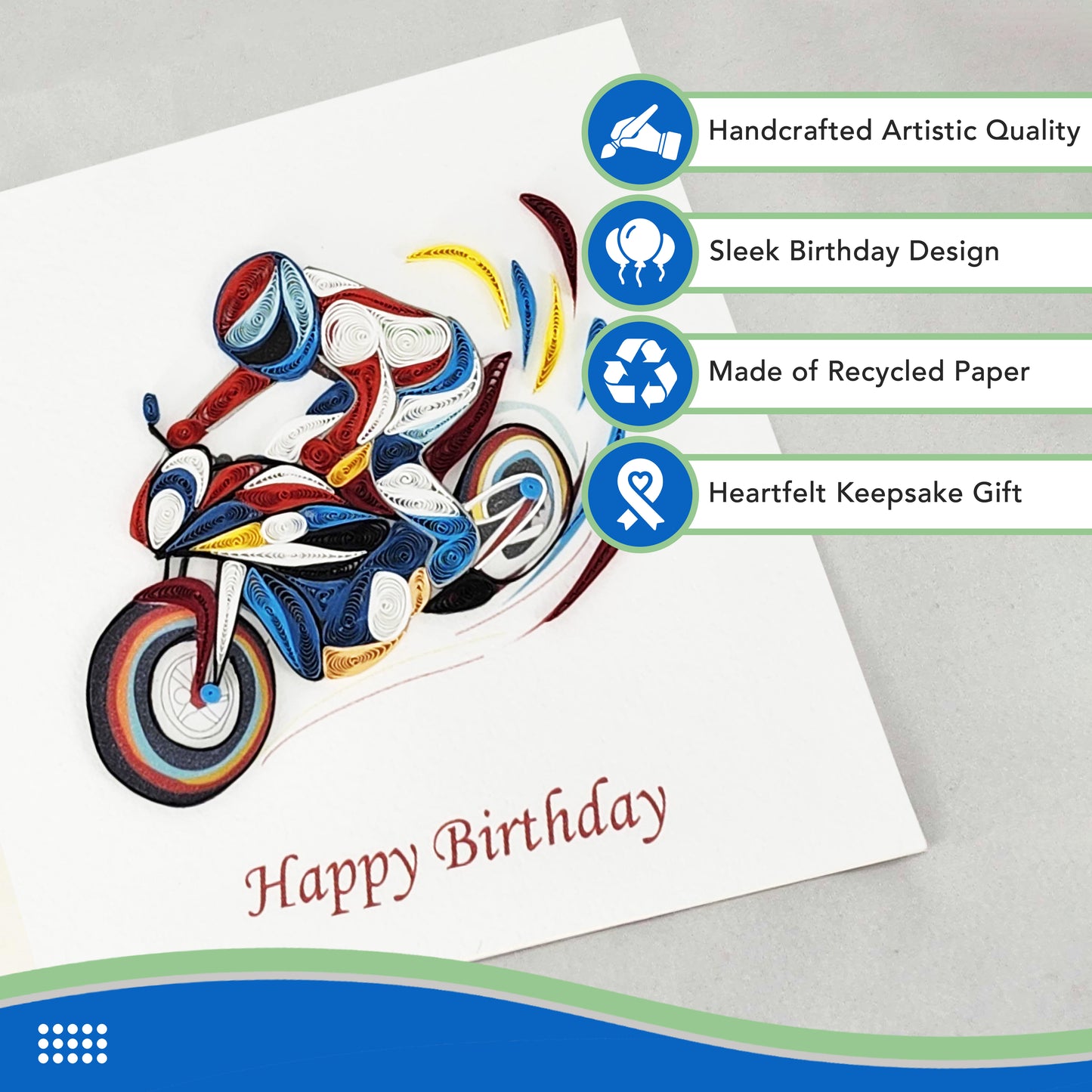 Quilled Handmade Greeting Card for Men 6"x6"