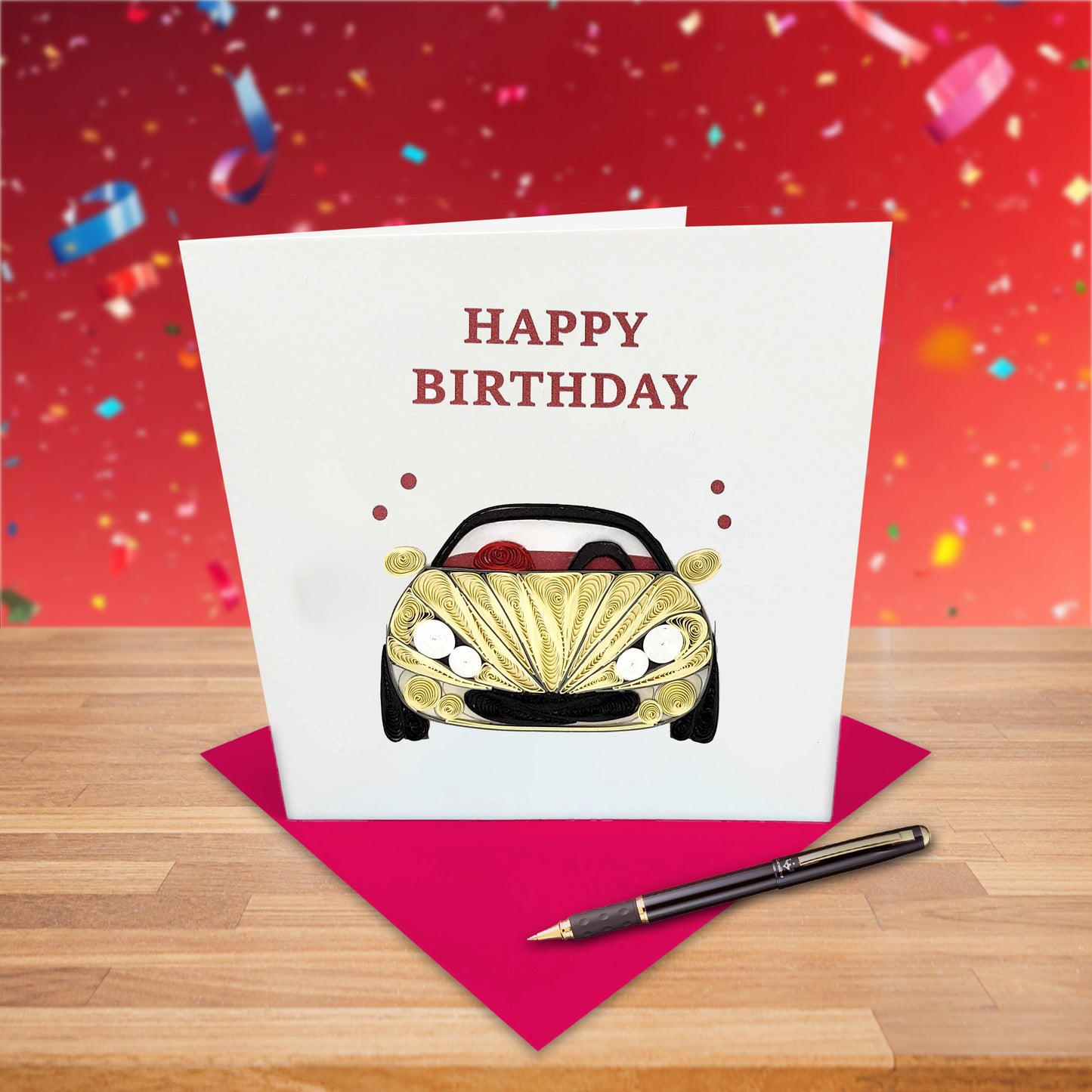 Quilled Handmade Greeting Card for Men 6"x6"