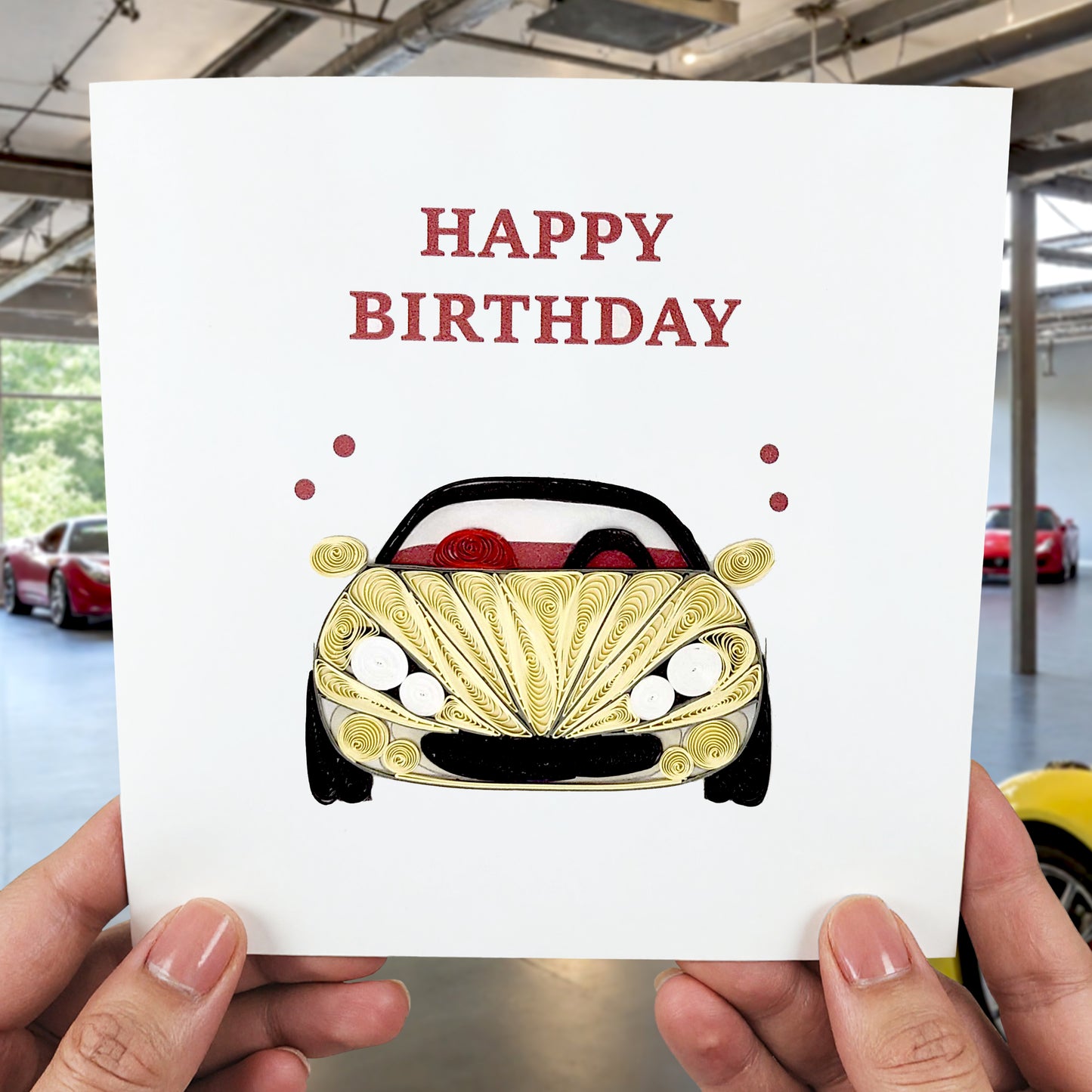 Quilled Handmade Greeting Card for Men 6"x6"