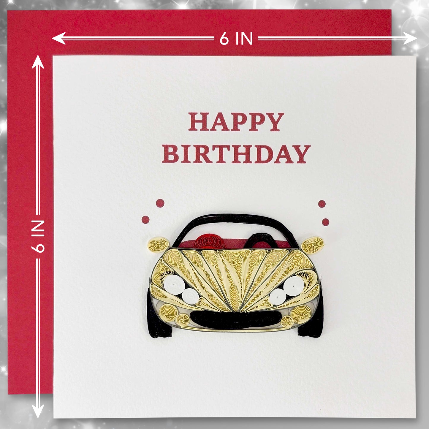 Quilled Handmade Greeting Card for Men 6"x6"