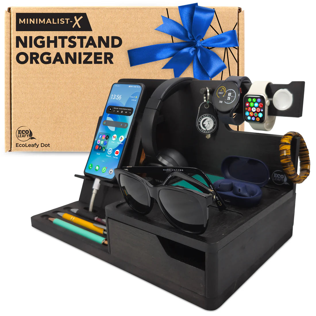 Nightstand or Desk Organizer for Cellphone, Watches & Accessories
