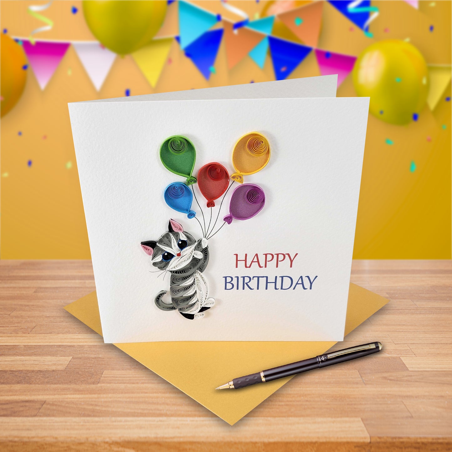 Quilled Handmade Greeting Card Animal Design 6"x6"