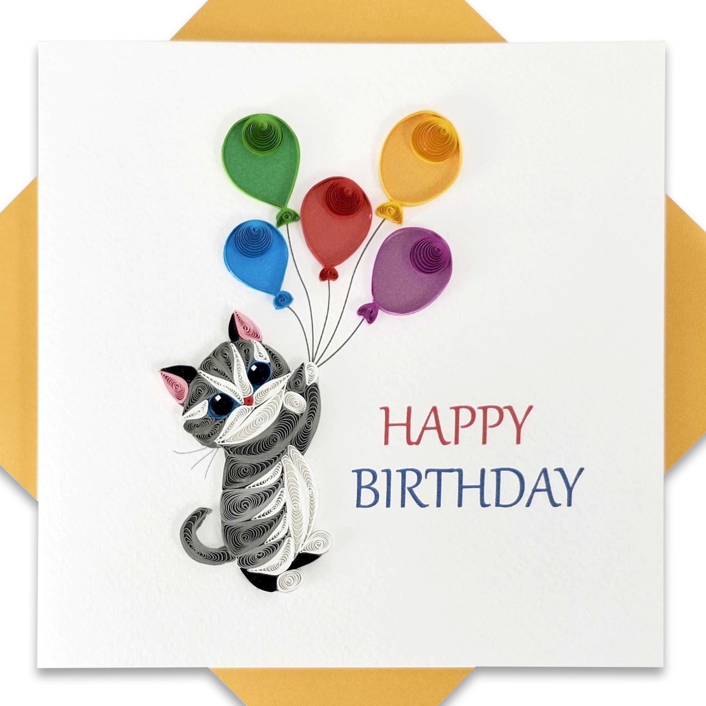 Quilled Handmade Greeting Card Animal Design 6"x6"