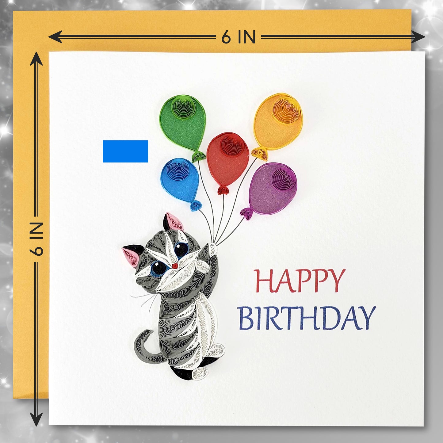 Quilled Handmade Greeting Card Animal Design 6"x6"