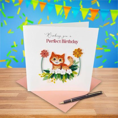 Quilled Handmade Greeting Card Animal Design 6"x6"