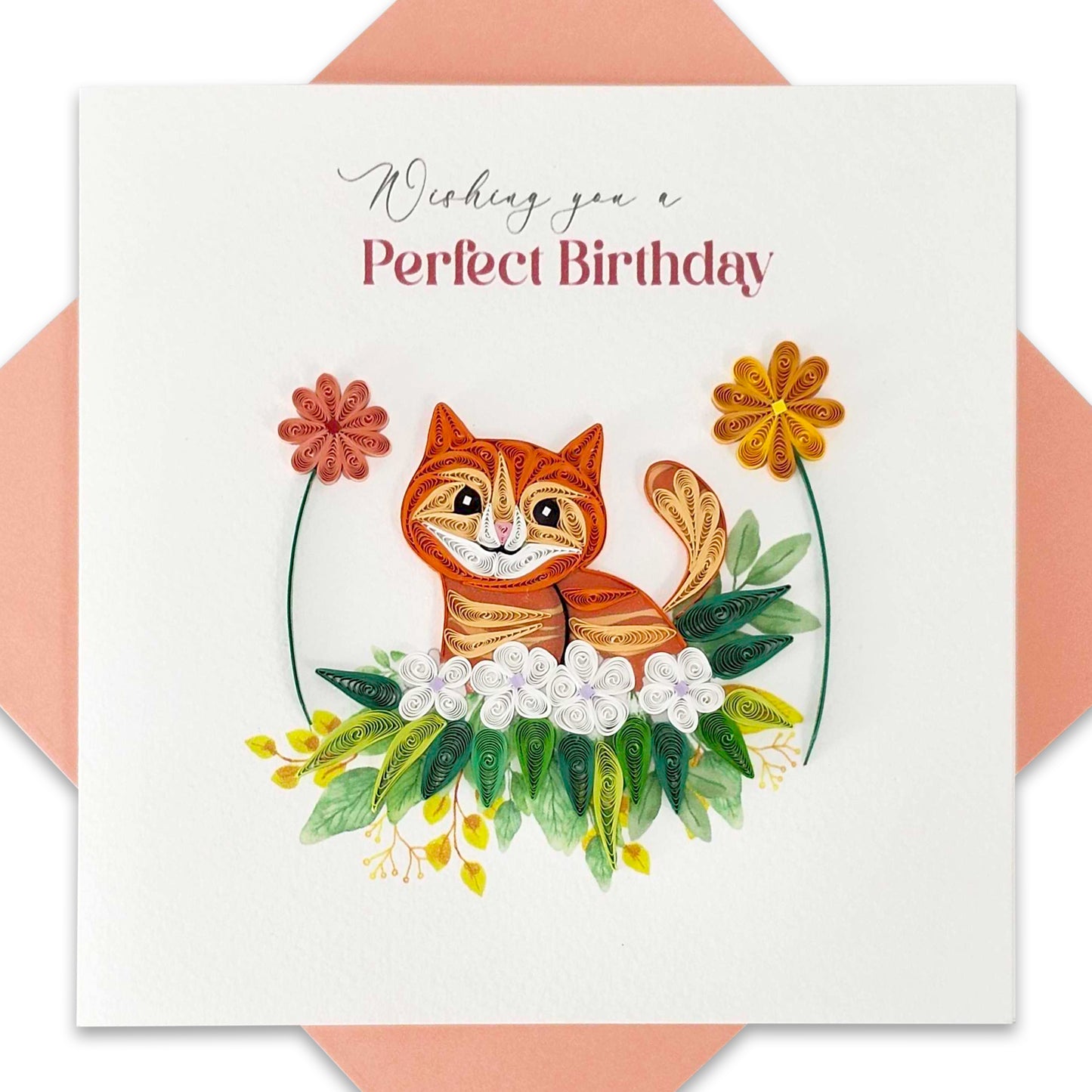 Quilled Handmade Greeting Card Animal Design 6"x6"