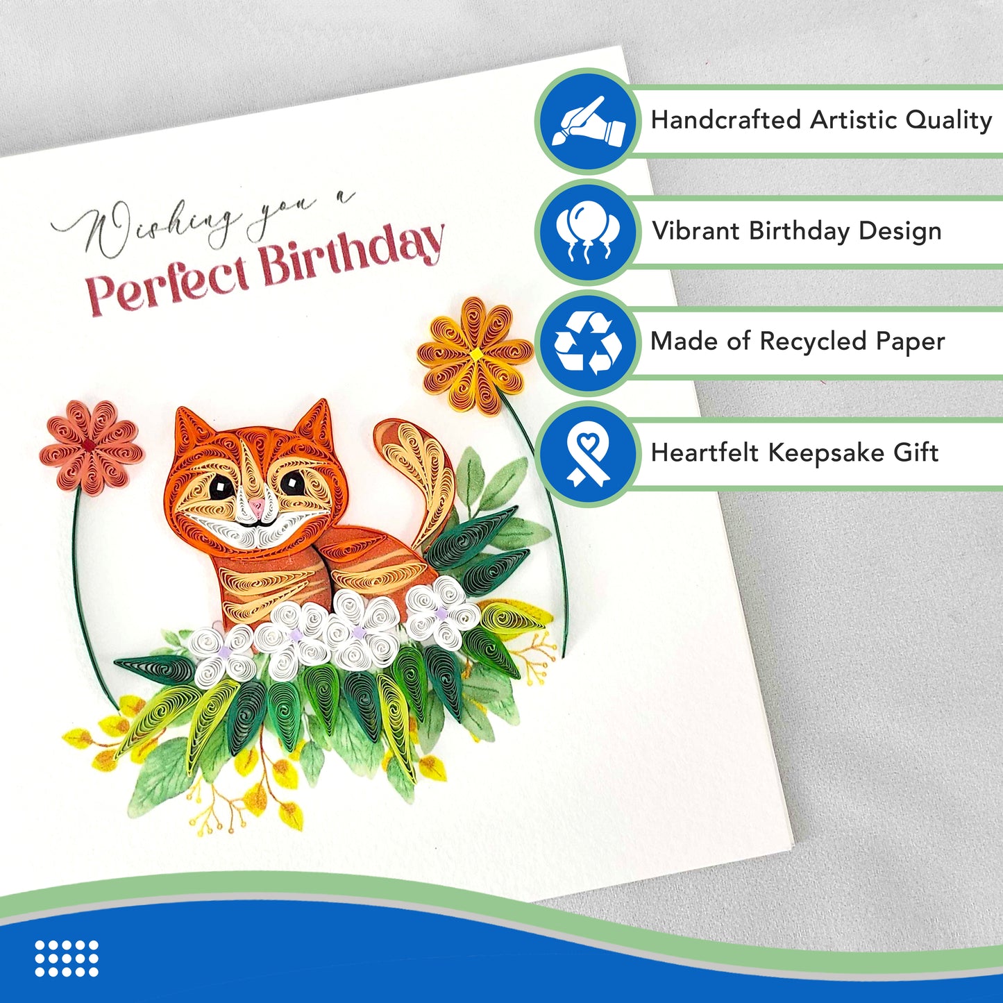 Quilled Handmade Greeting Card Animal Design 6"x6"