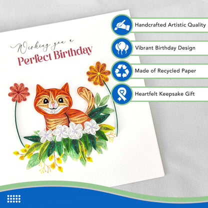 Quilled Handmade Greeting Card Animal Design 6"x6"