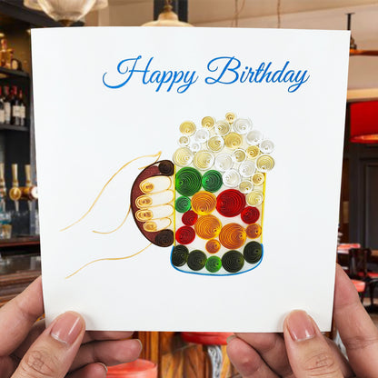Quilled Handmade Greeting Card for Men  6"x6"