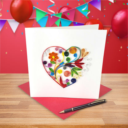 Quilled Handmade Greeting Card for Women  6"x6"