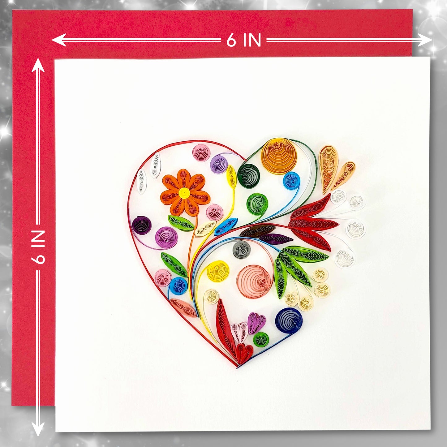 Quilled Handmade Greeting Card for Women  6"x6"