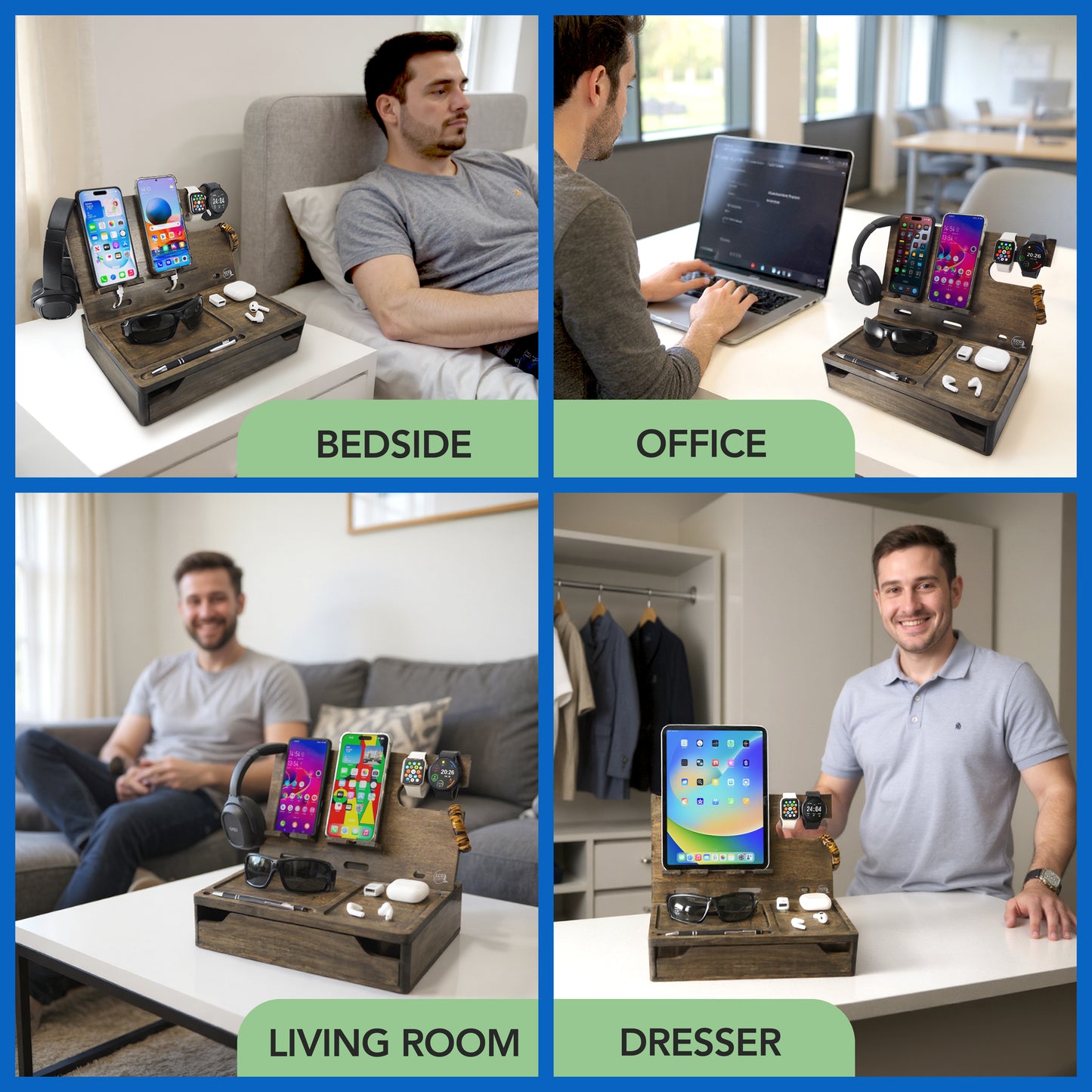 Nightstand or Desk Organizer for Cellphone, Watches & Accessories (MZ)