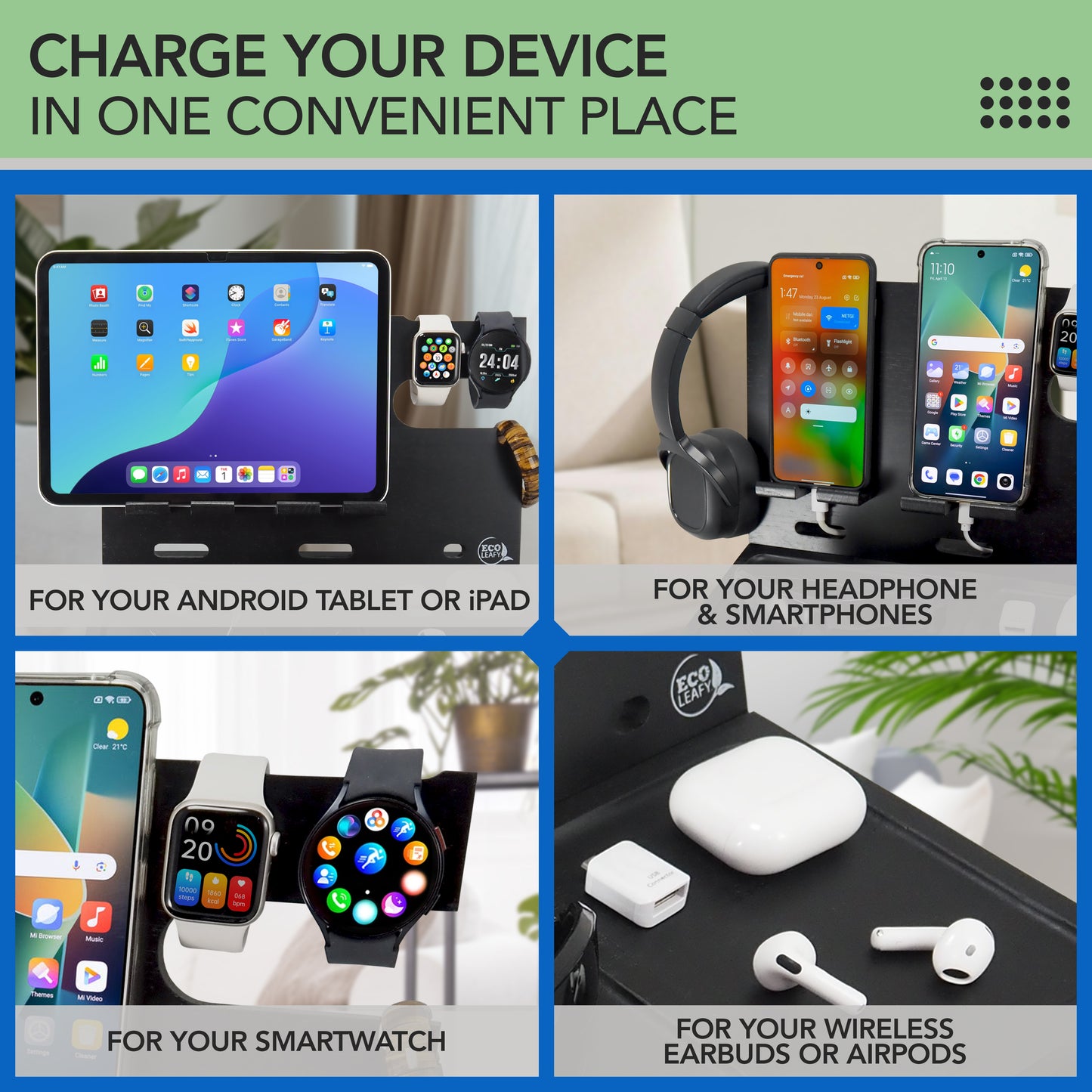 Nightstand or Desk Organizer for Cellphone, Watches & Accessories (MZ)
