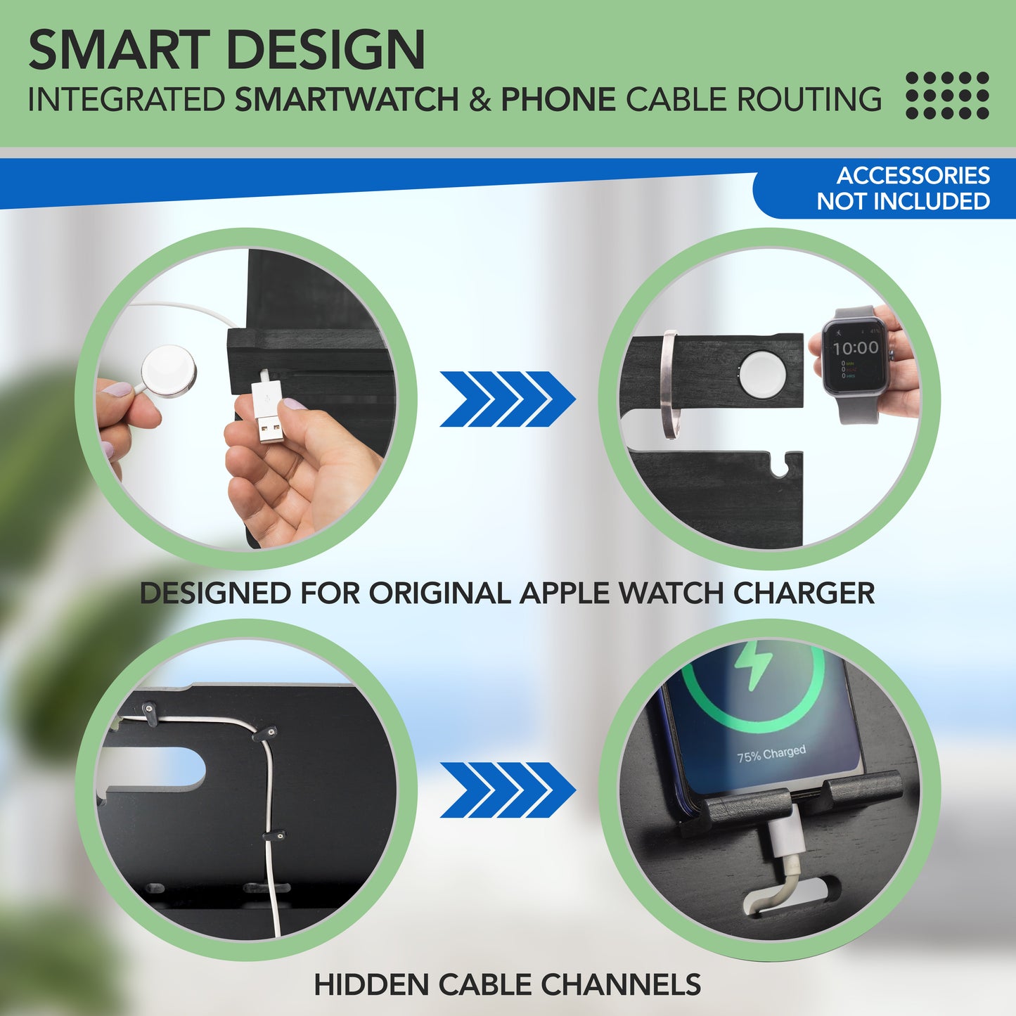 Nightstand or Desk Organizer for Cellphone, Watches & Accessories (MZ)