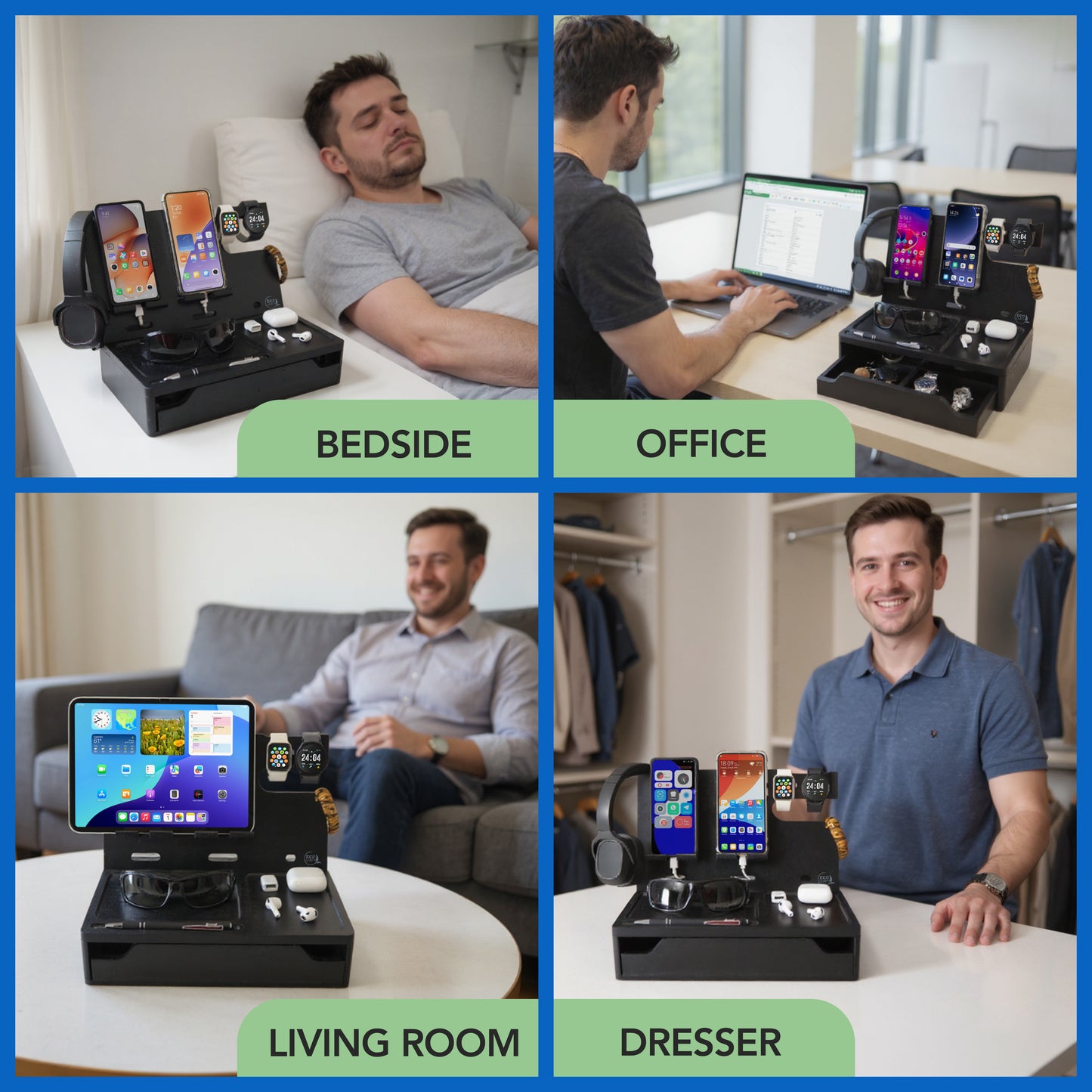 Nightstand or Desk Organizer for Cellphone, Watches & Accessories (MZ)