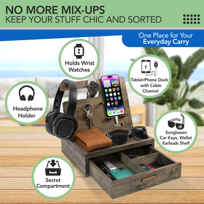 Nightstand or Desk Organizer for Cellphone, Watches & Accessories (M2)