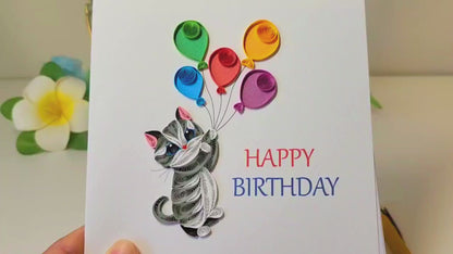 Quilled Handmade Greeting Card Animal Design 6"x6"