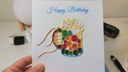 Quilled Handmade Greeting Card for Men  6"x6"