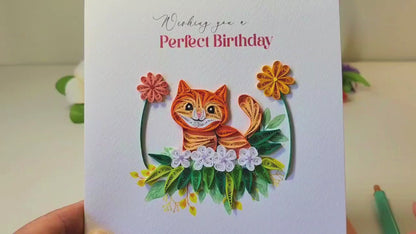 Quilled Handmade Greeting Card Animal Design 6"x6"