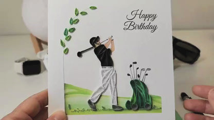 Quilled Handmade Greeting Card for Men  6"x6"